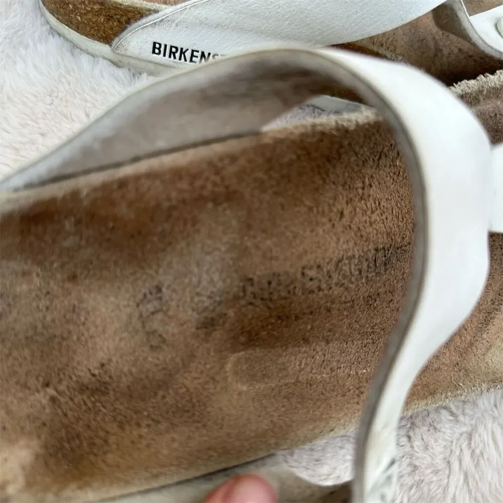 Birkenstock Gizeh Women's Thong Sandals White Leather Size 39 US 8-8.5